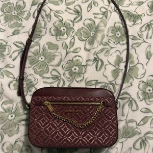 Michael Kors Maroon Patterned Crossbody Bag